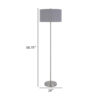 Sie 59 Inch Floor Lamp, Gray Linen Shade, Round Base, Silver Metal Pole