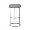 Tane 30 Inch Barstool, Round Gray Faux Leather Padded Seat, Gray Metal Base