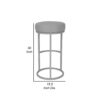 Tane 30 Inch Barstool, Round Gray Faux Leather Padded Seat, Gray Metal Base