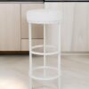 Tane 30 Inch Bar Stool, Round Padded Seat, White Faux Leather, Metal