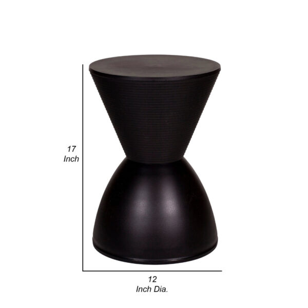 Hillary 17 Inch Side Table, Indoor Outdoor, Hourglass Shape, Black Finish