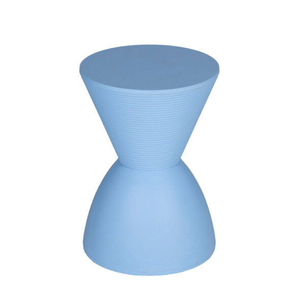 Hillary 17 Inch Side Table, Indoor Outdoor, Hourglass Shape, Blue Finish