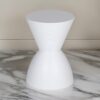 Hillary 17 Inch Side Table, Indoor Outdoor, Hourglass Shape, White Finish