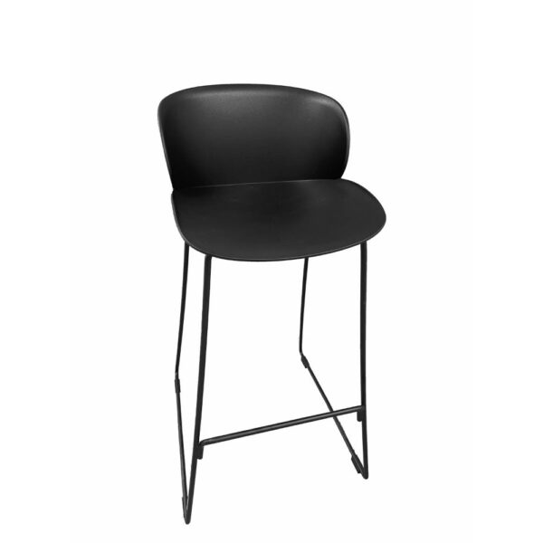 Sia 30 Inch Barstool Chair Set of 2, Black Seat and Back, Metal Base