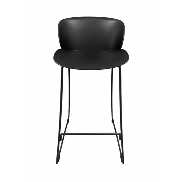 Sia 30 Inch Barstool Chair Set of 2, Black Seat and Back, Metal Base