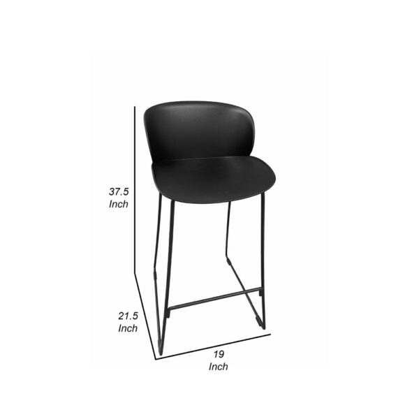 Sia 30 Inch Barstool Chair Set of 2, Black Seat and Back, Metal Base