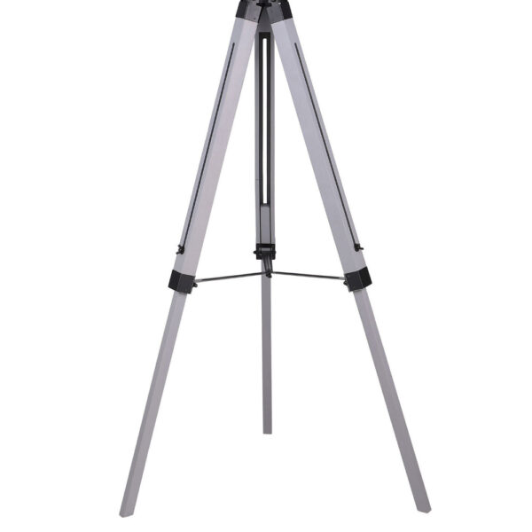 56 Inch Floor Lamp, White Tapered Drum Shade, Weathered Gray Tripod Base
