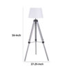56 Inch Floor Lamp, White Tapered Drum Shade, Weathered Gray Tripod Base