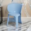 Fyna 16 Inch Kids Chair with Curved Back, Set of 4, Elephant Trunk Design, Blue