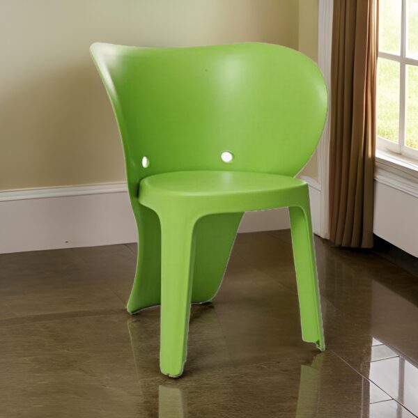 Fyna 16 Inch Kids Chair with Curved Back, Set of 4, Elephant Trunk Design, Green