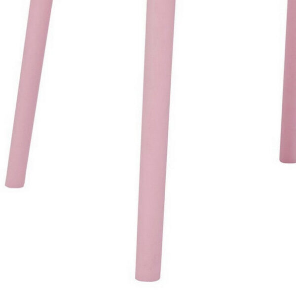 Gyna 14 Inch Kids Side Chair, Round Dotted Backrest, Set of 4, Armless, Pink