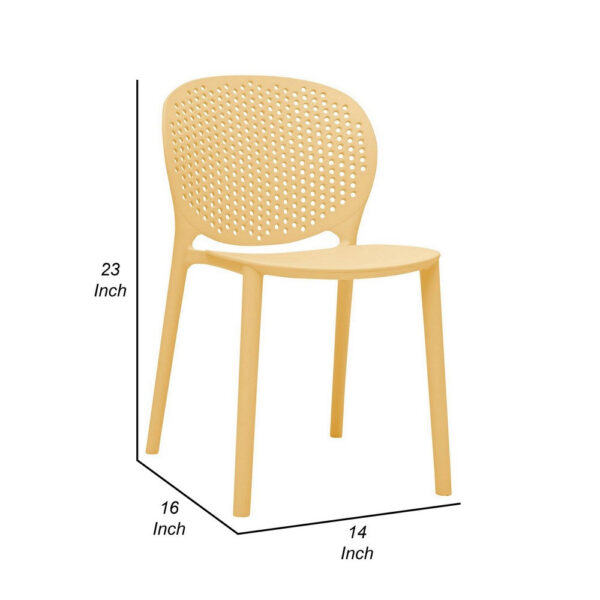 Gyna 14 Inch Kids Side Chair, Round Dotted Backrest, Set of 4, Armless, Yellow