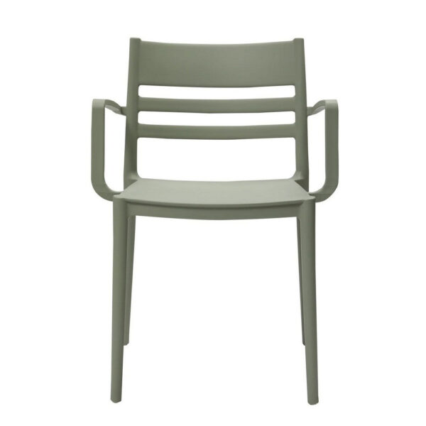 Teesy 22 Inch Side Dining Armchair Set of 4, Indoor Outdoor, Open Back Gray