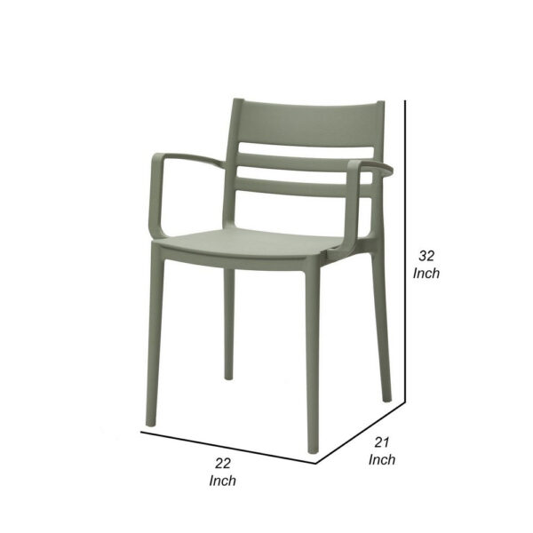 Teesy 22 Inch Side Dining Armchair Set of 4, Indoor Outdoor, Open Back Gray