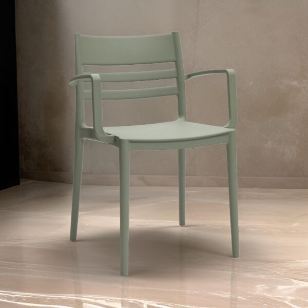 Teesy 22 Inch Side Dining Armchair Set of 4, Indoor Outdoor, Open Back Gray