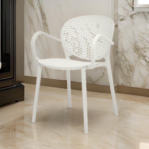 Feni 22 Inch Side Dining Armchair Set of 4, Indoor Outdoor, White Finish