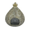 18 Inch Decorative Lantern, Embossed Design, Tear Drop Shape, Gold Metal