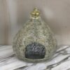 18 Inch Decorative Lantern, Embossed Design, Tear Drop Shape, Gold Metal