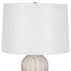 25 Inch Table Lamp, Rattan Woven, White Linen Shade, Brushed Silver Accents