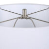 25 Inch Table Lamp, Rattan Woven, White Linen Shade, Brushed Silver Accents