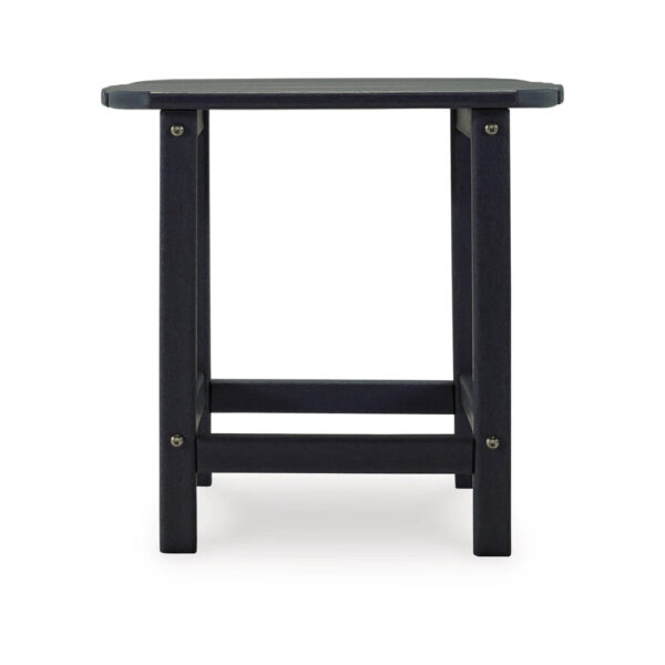 19 Inch Outdoor Side End Table, Slatted Top, Steel Frame, Black Finish