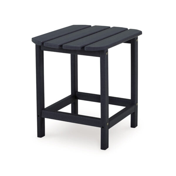 19 Inch Outdoor Side End Table, Slatted Top, Steel Frame, Black Finish
