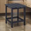 19 Inch Outdoor Side End Table, Slatted Top, Steel Frame, Black Finish