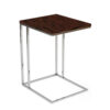Zen 23 Inch Side Table, Rectangular Tray Top, C Shape Chrome, Ebony Brown