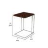 Zen 23 Inch Side Table, Rectangular Tray Top, C Shape Chrome, Ebony Brown