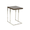 Zen 23 Inch Side Table, Espresso Brown Rectangular Tray Top, C Shape Chrome