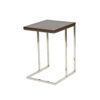 Zen 23 Inch Side Table, Espresso Brown Rectangular Tray Top, C Shape Chrome