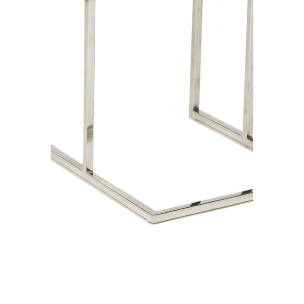 Zen 23 Inch Side Table, Espresso Brown Rectangular Tray Top, C Shape Chrome