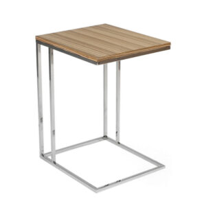 Zen 23 Inch Side Table, Rectangular Tray Top, C Chrome Frame, Zebrano Brown