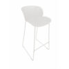 Sia 30 Inch Barstool Chair Set of 2, Curved Back, Square White Metal Legs