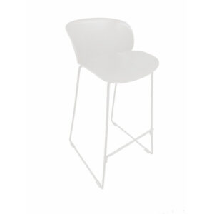 Sia 30 Inch Barstool Chair Set of 2, Curved Back, Square White Metal Legs