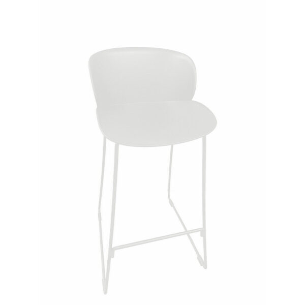 Sia 30 Inch Barstool Chair Set of 2, Curved Back, Square White Metal Legs