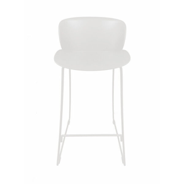 Sia 30 Inch Barstool Chair Set of 2, Curved Back, Square White Metal Legs