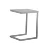 Tom 23 Inch Side End Table, Square Tray Top, Brushed C Shaped Steel Frame
