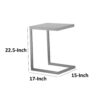Tom 23 Inch Side End Table, Square Tray Top, Brushed C Shaped Steel Frame
