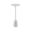 Sen 21 Inch Drink Side End Table, Cone White Marble Base, Chrome Metal Top