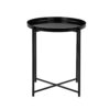 Ely 21 Inch Side End Table, Black Round Tray Top Modern Open Metal Frame