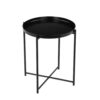 Ely 21 Inch Side End Table, Black Round Tray Top Modern Open Metal Frame