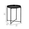 Ely 21 Inch Side End Table, Black Round Tray Top Modern Open Metal Frame
