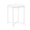 Ely 21 Inch Side End Table, White Round Tray Top, Modern Open Metal Frame