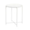 Ely 21 Inch Side End Table, White Round Tray Top, Modern Open Metal Frame