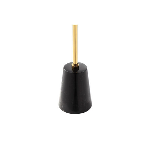 Frank 12 Inch Drink Side End Table, Gold Top, Black Marble Solid Cone Base