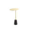 Frank 12 Inch Drink Side End Table, Gold Top, Black Marble Solid Cone Base
