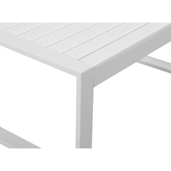 Lark 35 Inch Outdoor Coffee Table, White Aluminum Frame, Polyresin Top