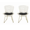 Hely 23 Inch Dining Chair Set of 2, 4 Cushions, Metal Cage Frame, Gold
