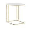 Zen 23 Inch Side End Tray Table, White Tray Top, Steel Base in Gold Finish